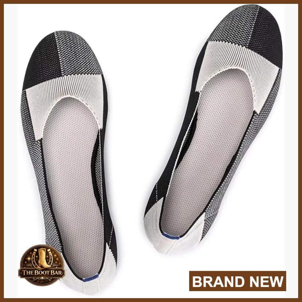 Knit Ballet Flats Round Toe Slip On Comfort Soft Walking Shoes Women